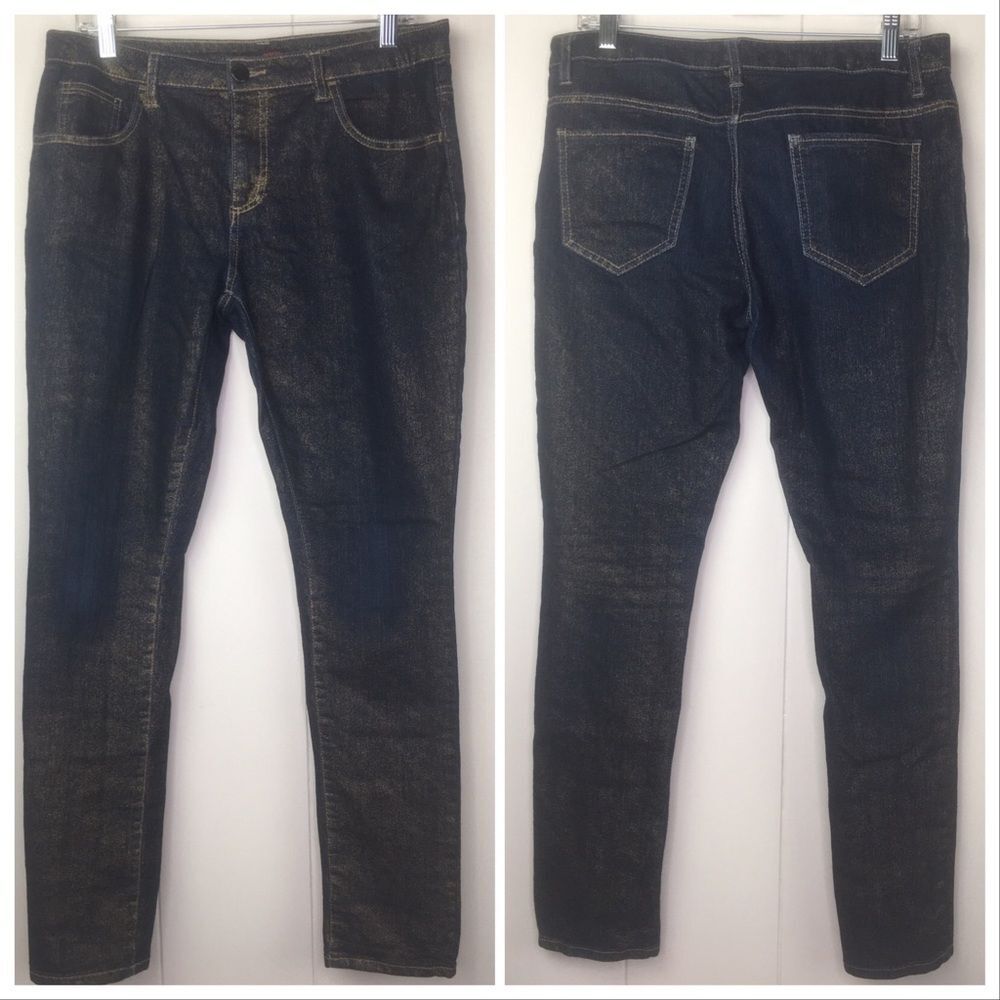 Bongo 11 Gold Sparkle Dark Blue Skinny Stretch Jeans